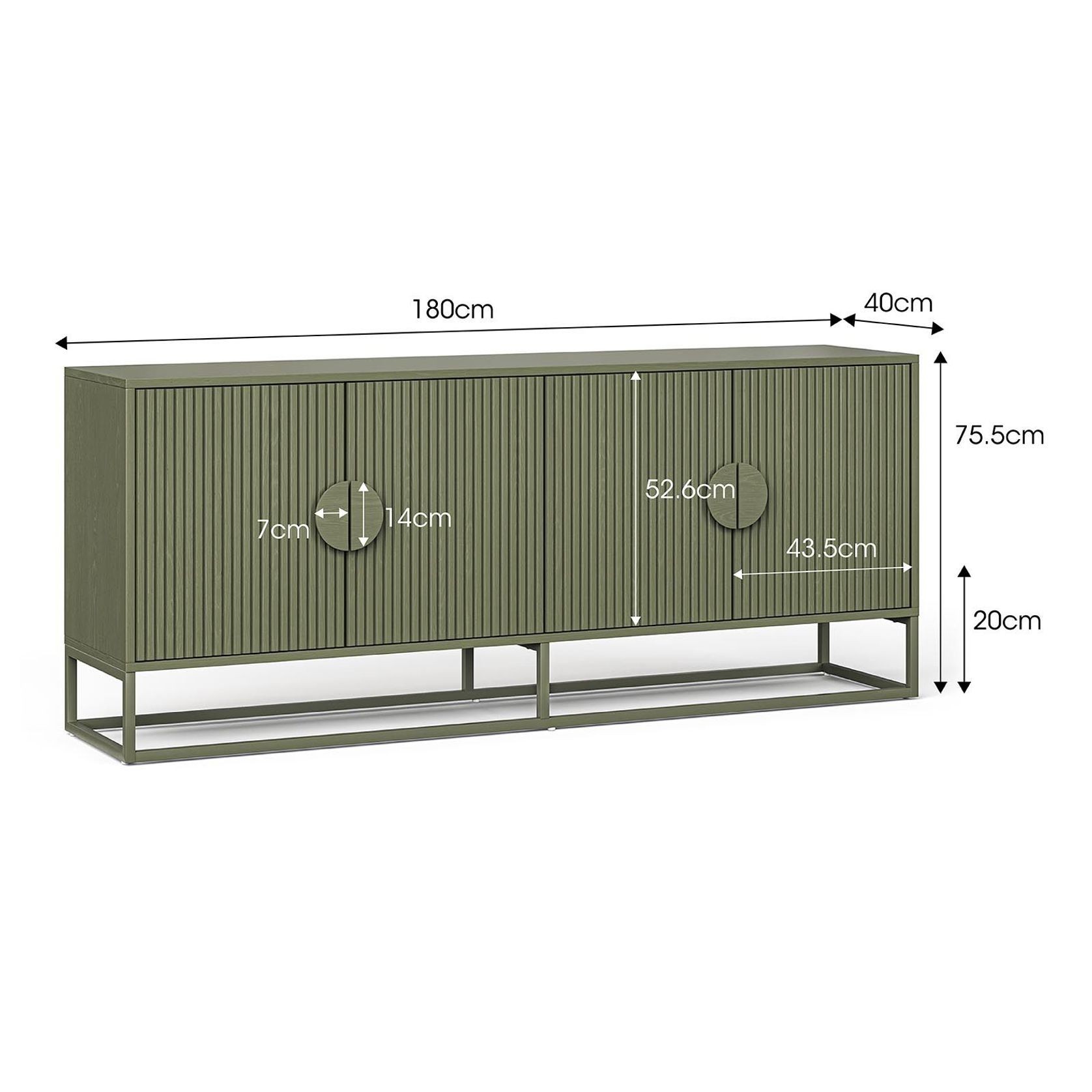 Braxton Ripple Slatted Sideboard | 180cm | Olive Green gallery detail image