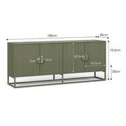 Braxton Ripple Slatted Sideboard | 180cm | Olive Green gallery detail image