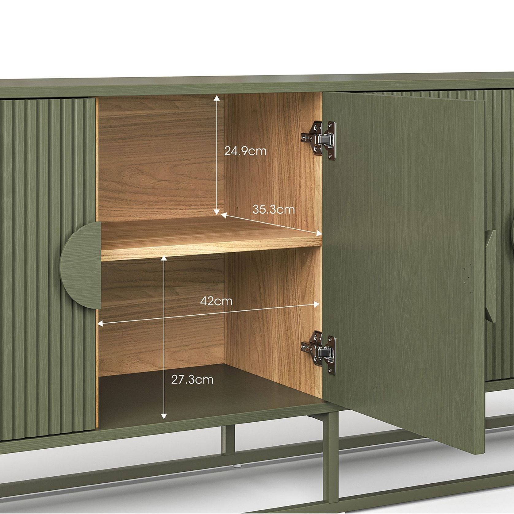 Braxton Ripple Slatted Sideboard | 180cm | Olive Green gallery detail image