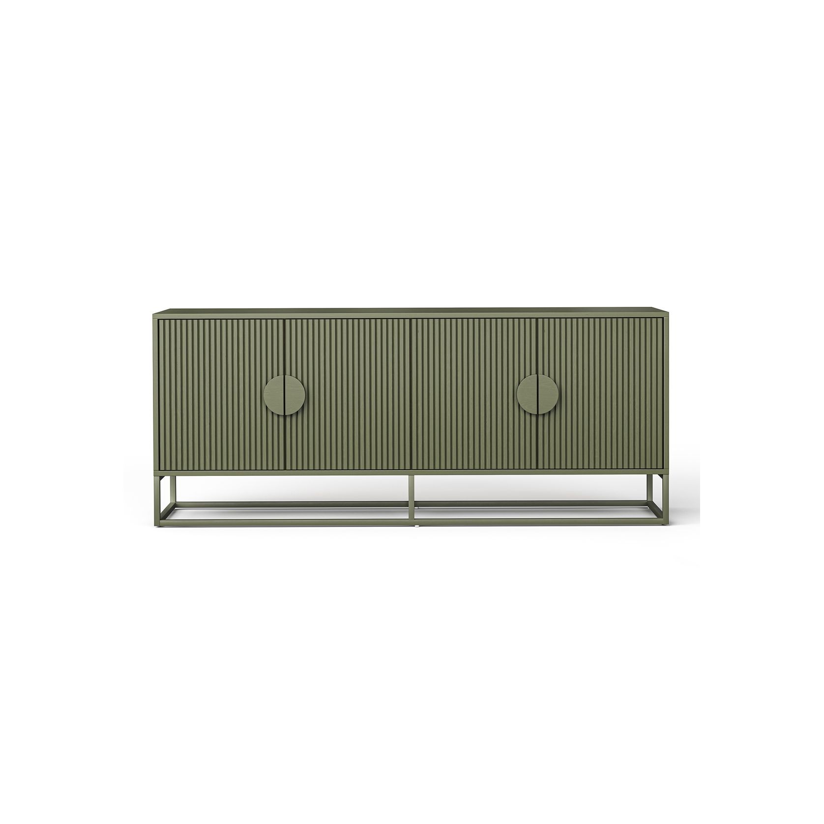 Braxton Ripple Slatted Sideboard | 180cm | Olive Green gallery detail image