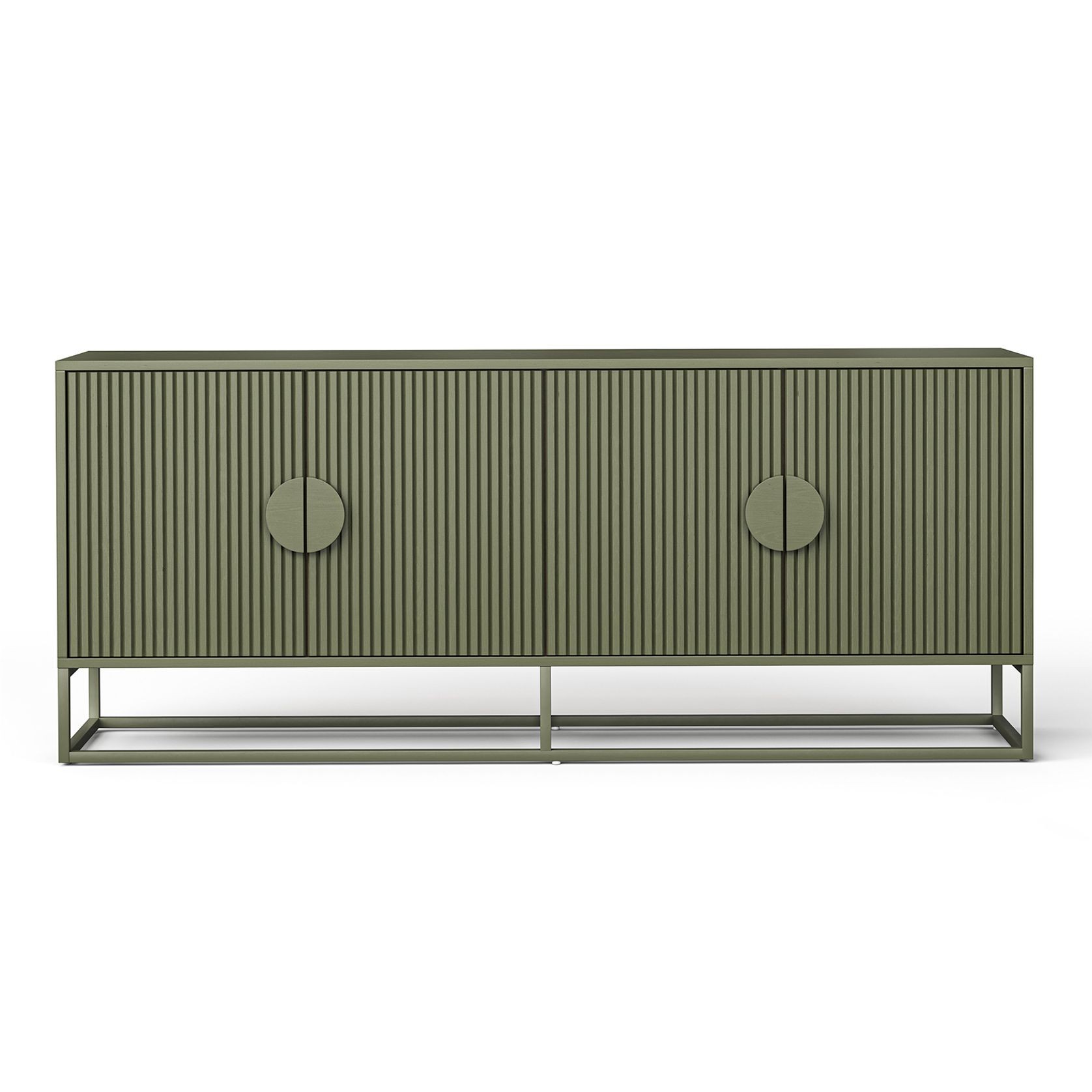 Braxton Ripple Slatted Sideboard | 180cm | Olive Green gallery detail image