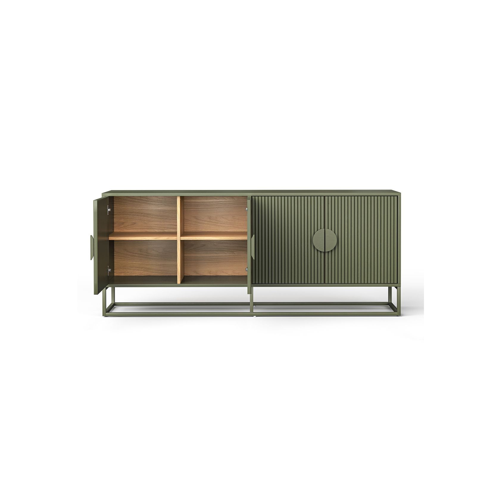 Braxton Ripple Slatted Sideboard | 180cm | Olive Green gallery detail image
