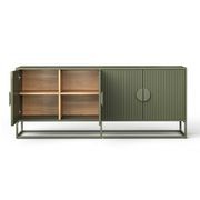 Braxton Ripple Slatted Sideboard | 180cm | Olive Green gallery detail image