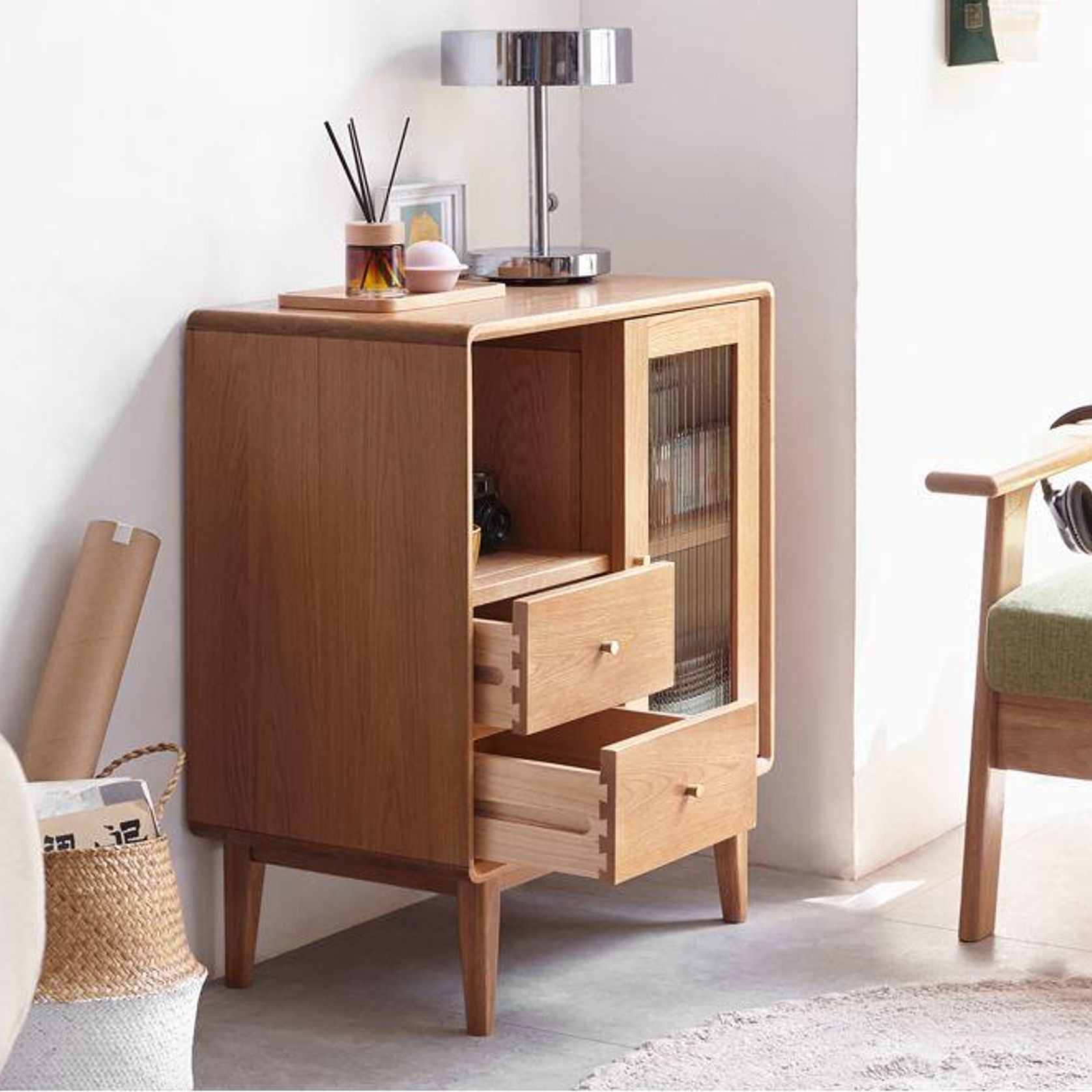 Oslo Natural Solid Oak Small Sideboard gallery detail image