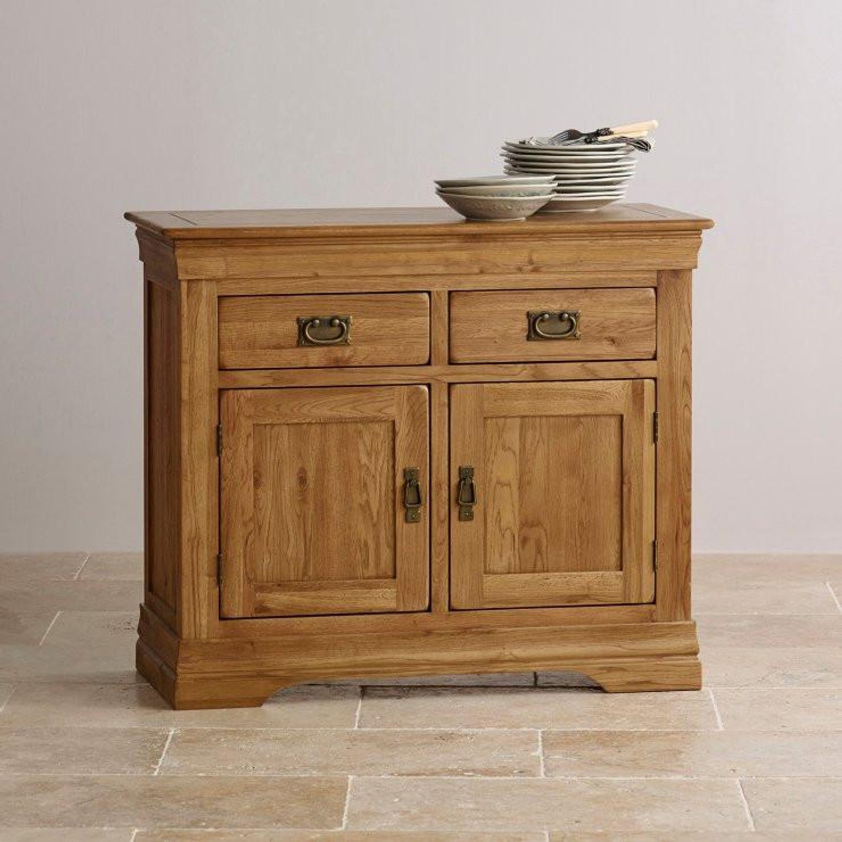 French Rustic Solid Oak Small Sideboard gallery detail image