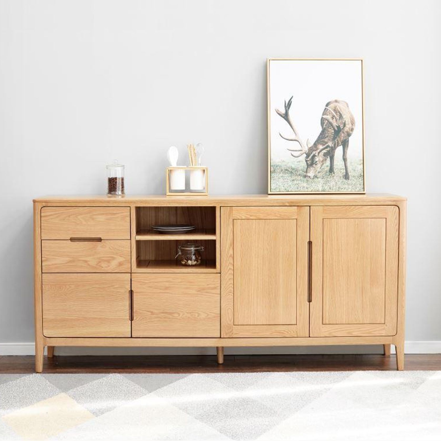 Seattle Natural Solid Oak Extra Large Sideboard gallery detail image
