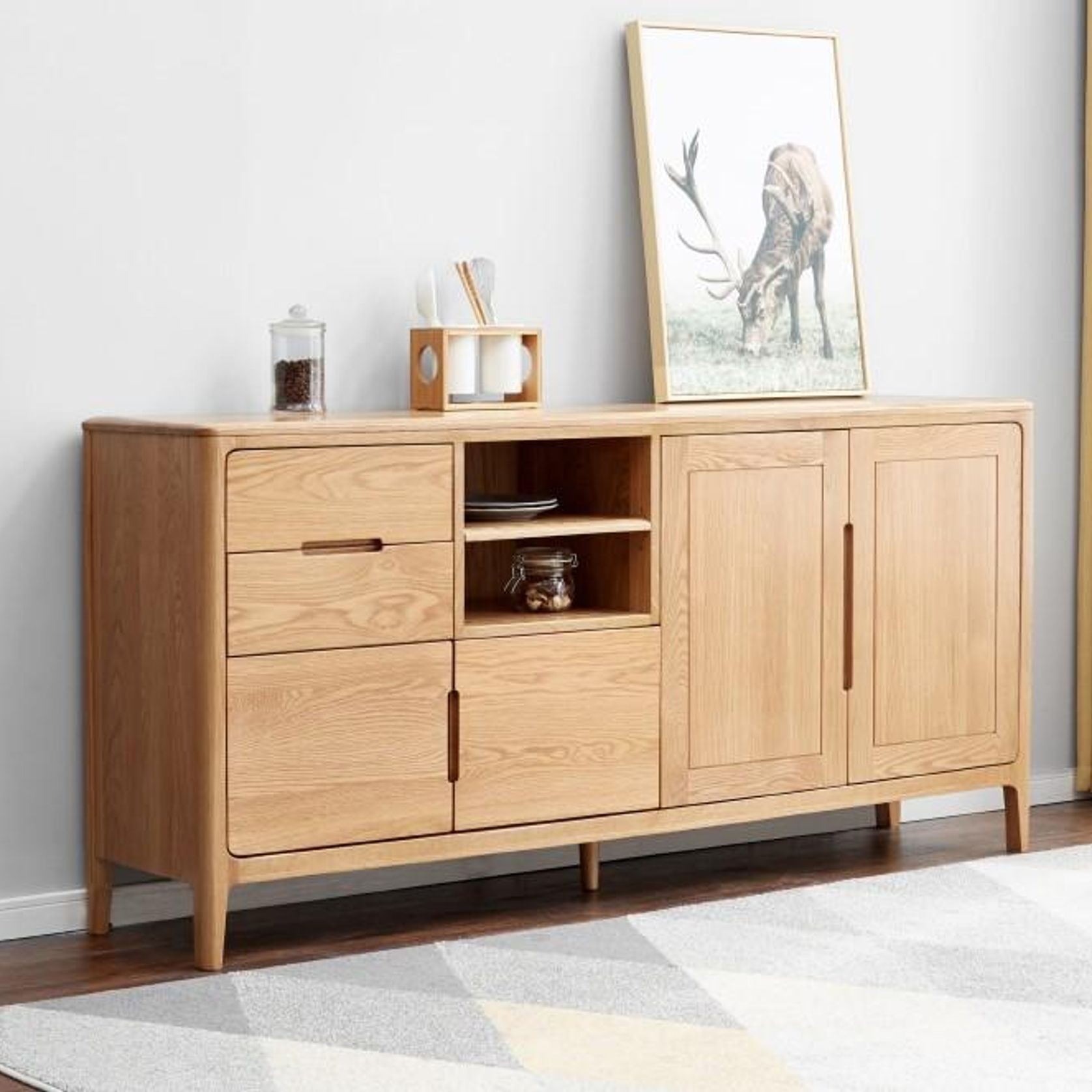 Seattle Natural Solid Oak Extra Large Sideboard gallery detail image