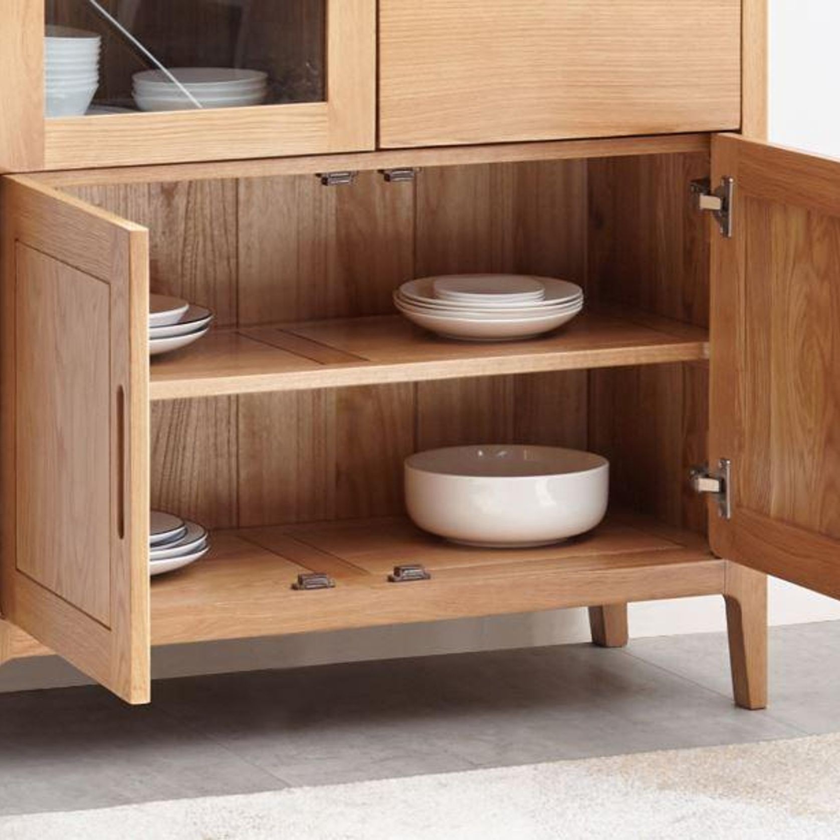 Seattle Natural Solid Oak Tall Sideboard gallery detail image