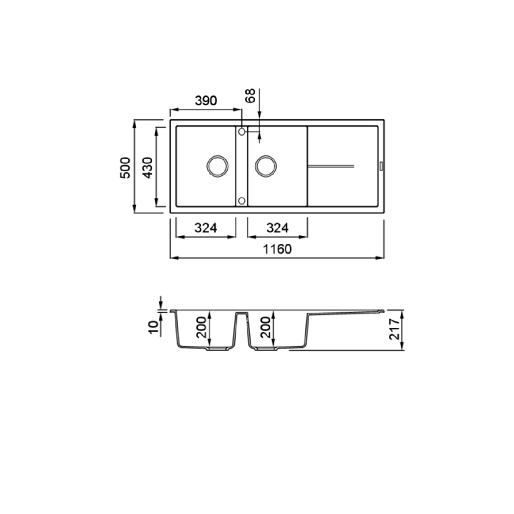 Elleci Unico Granite Insert Sink And Drainer ELGU500-40 gallery detail image