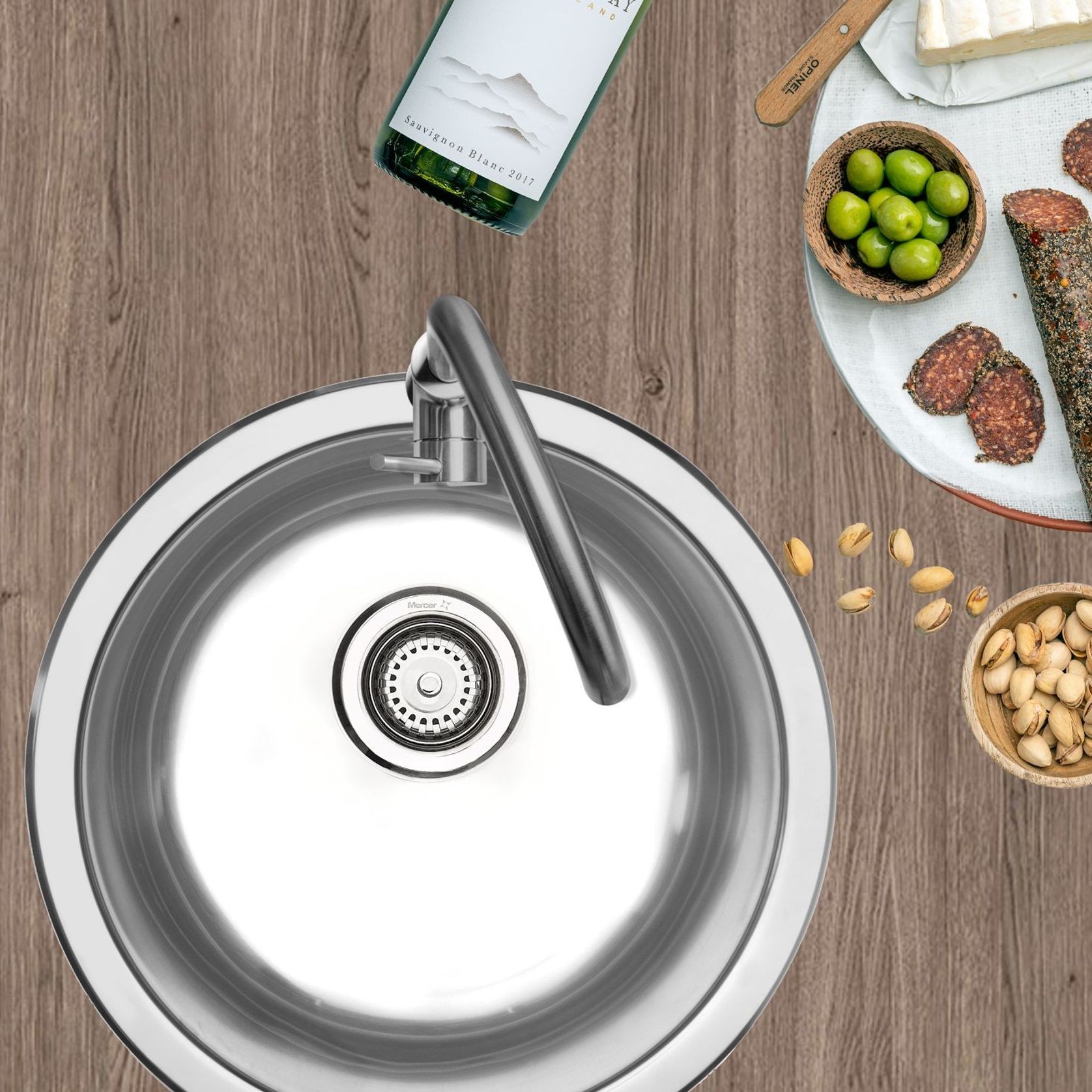 Round Pressed Stainless Steel Sinks by Mercer gallery detail image