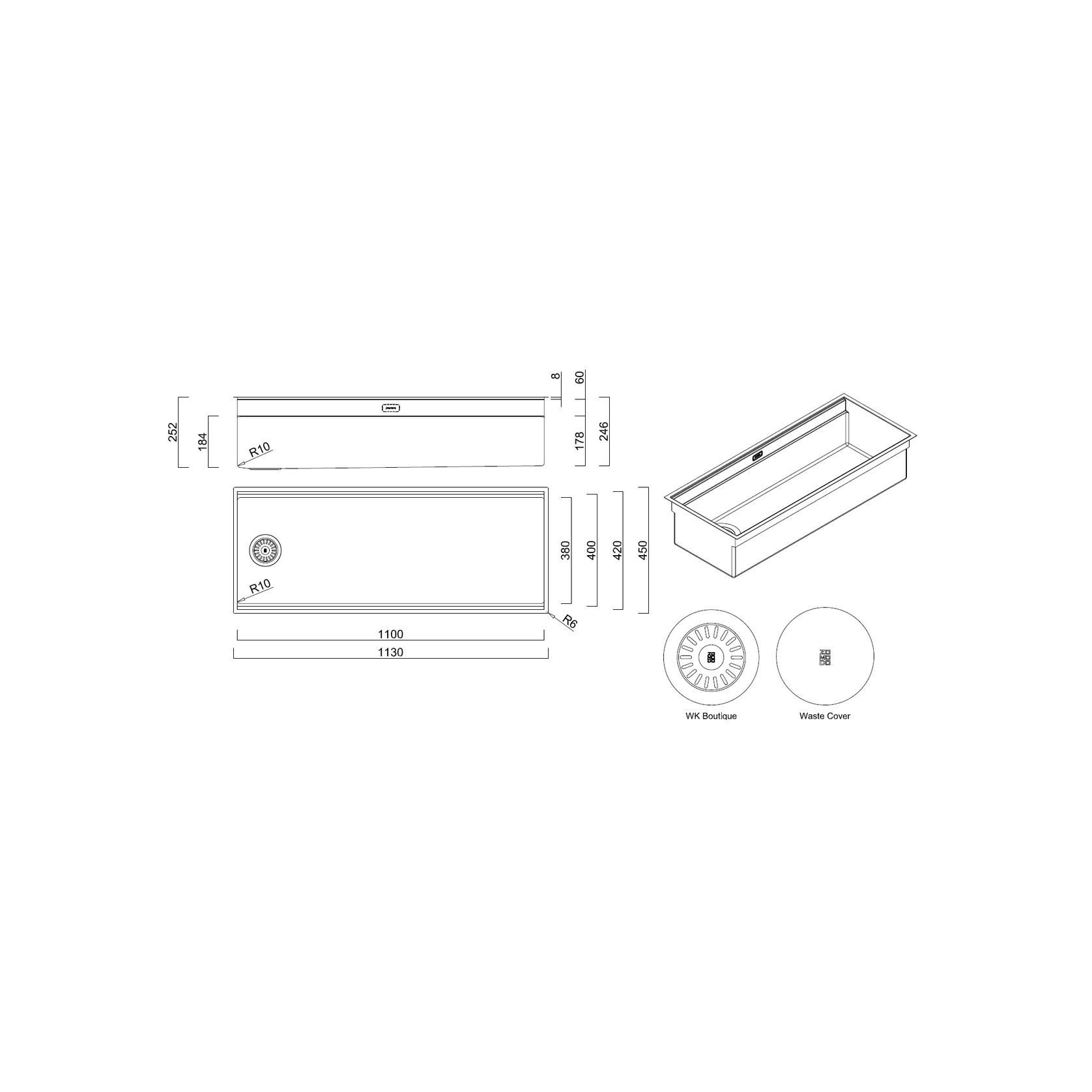 ZOMODO IntegratoQ Super Single Sink + Accessories gallery detail image