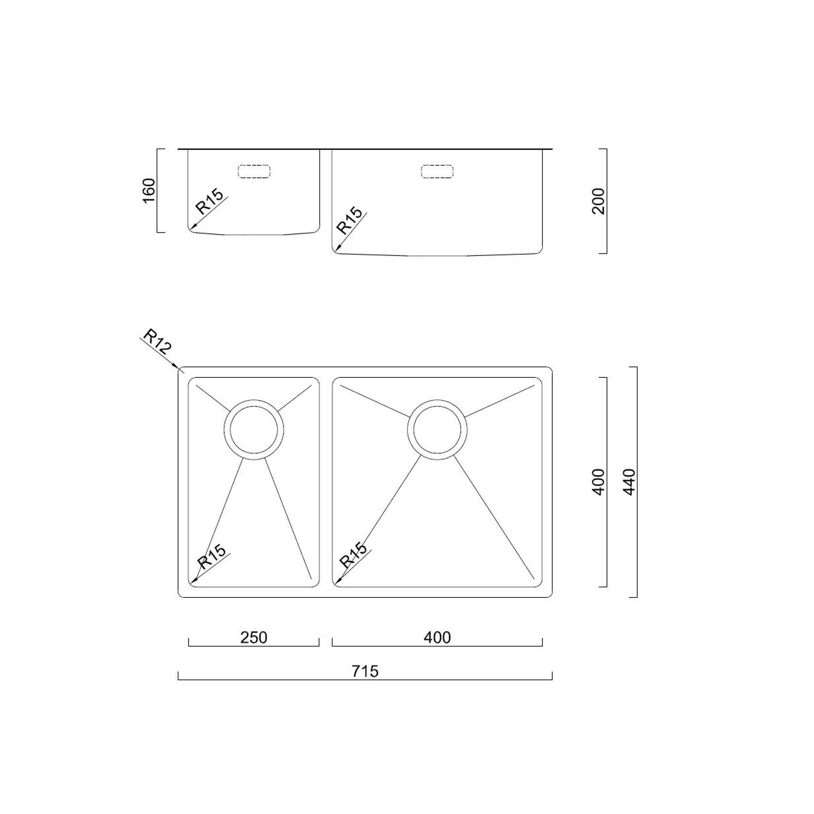 Burns & Ferrall BDM R15 Double Sink (BDM400RH) gallery detail image