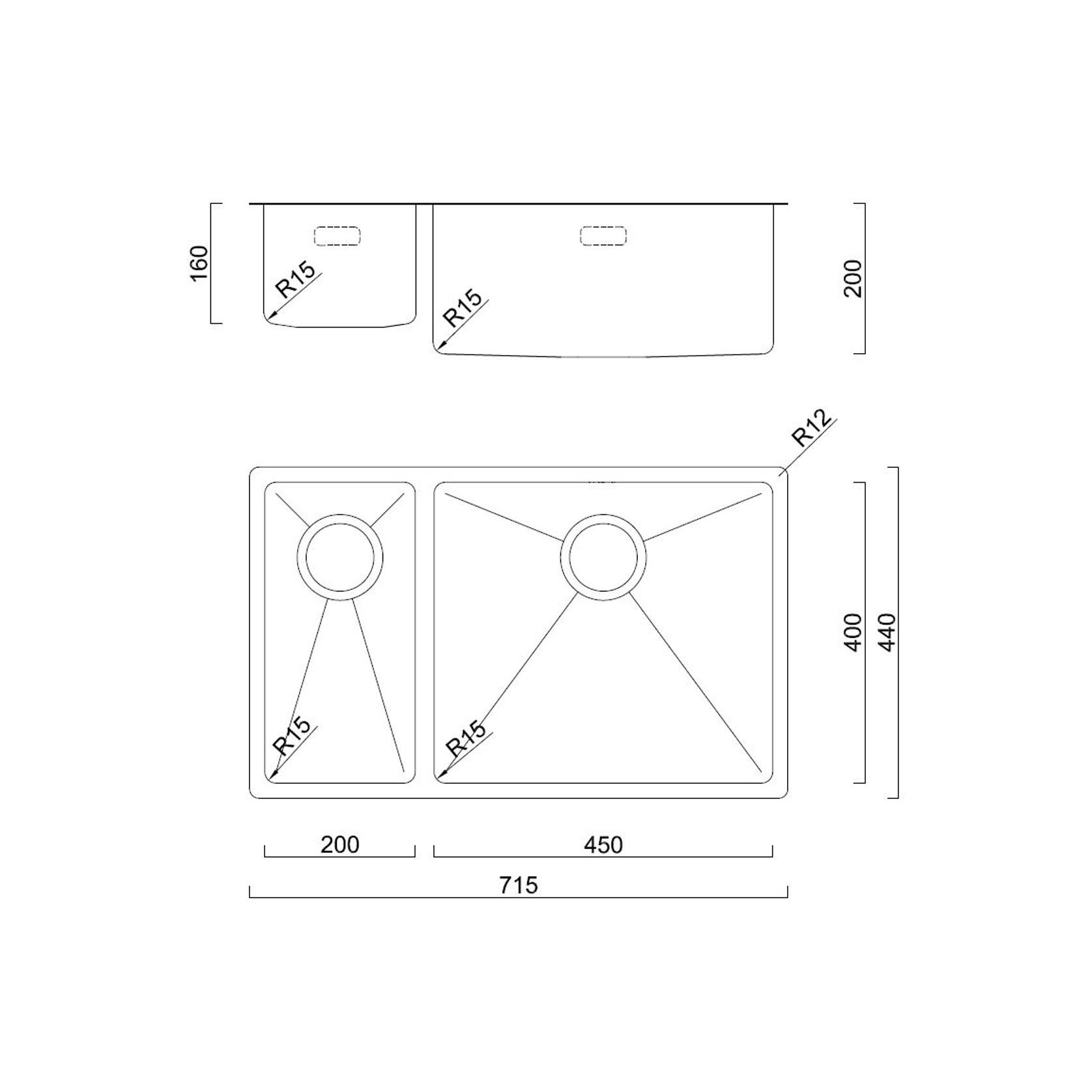 Burns & Ferrall BDM R15 Double Sink (BDM450RH) gallery detail image