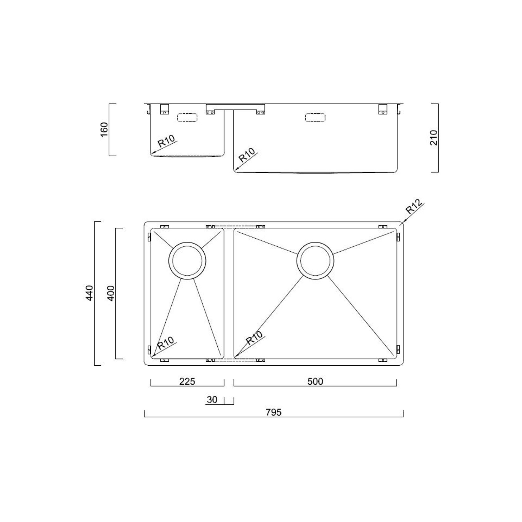 Burns & Ferrall BDM R15 Double Sink (BDM795RH) gallery detail image