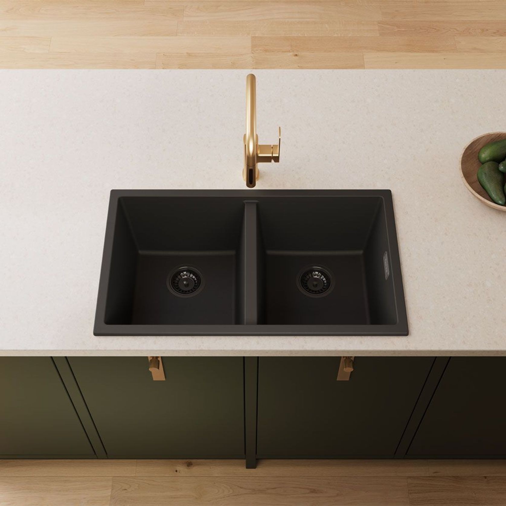 Kuro Granite 34L/34L Double Bowl Kitchen Sink gallery detail image