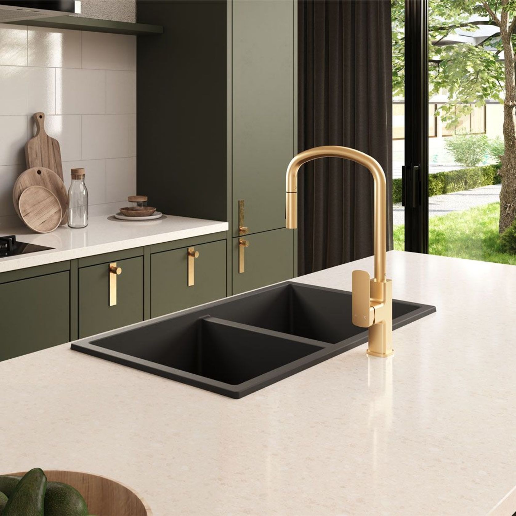 Kuro Granite 34L/34L Double Bowl Kitchen Sink gallery detail image