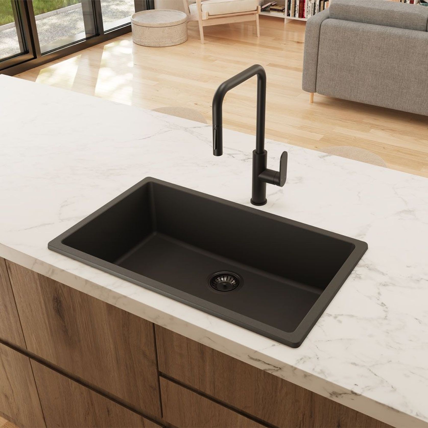 Kuro Granite Single Bowl Kitchen Sink gallery detail image