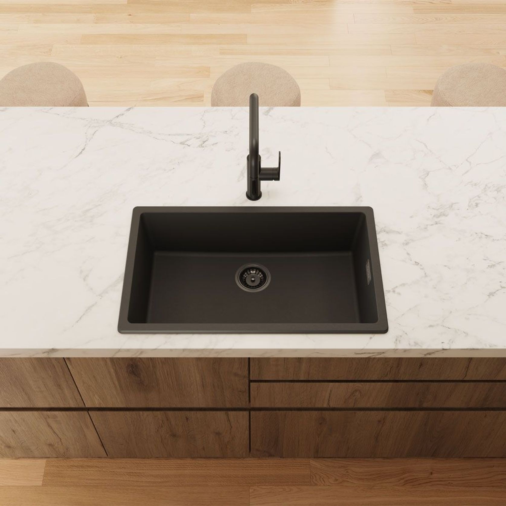 Kuro Granite Single Bowl Kitchen Sink gallery detail image