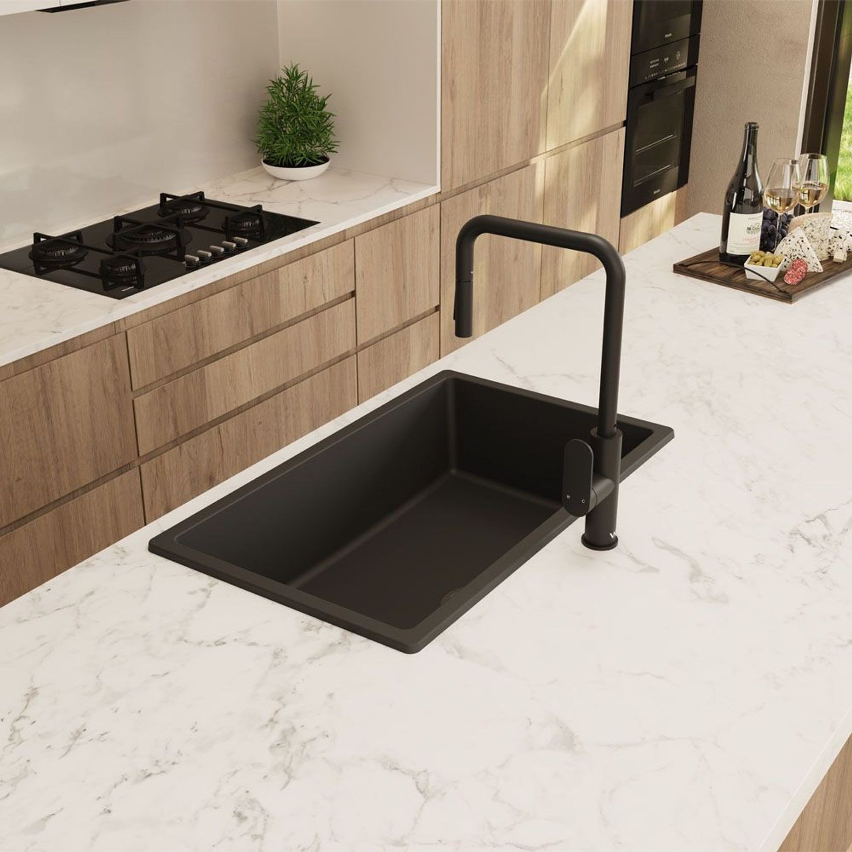 Kuro Granite Single Bowl Kitchen Sink gallery detail image