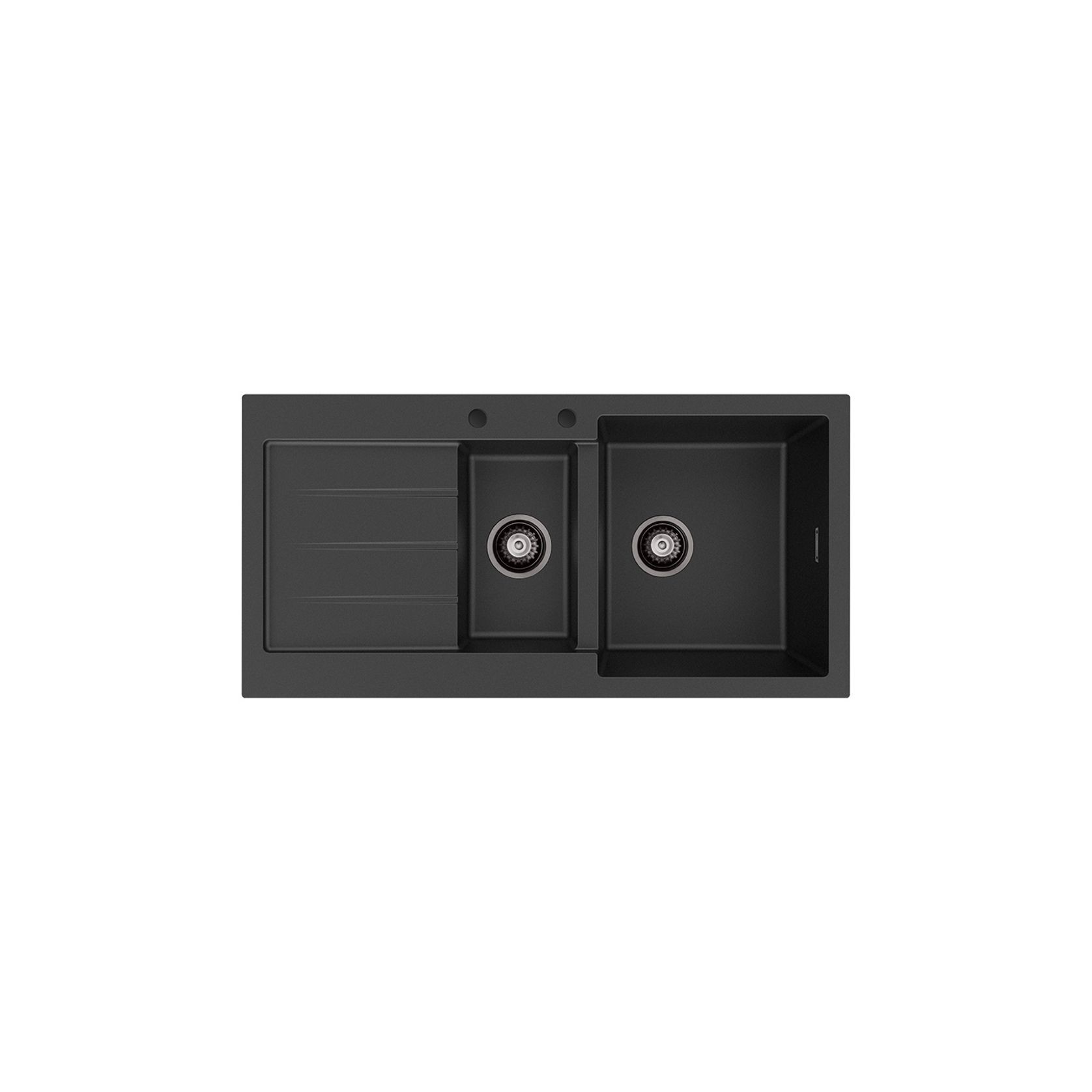 Kuro Granite 32L/14L Double Kitchen Sink with Drainer gallery detail image