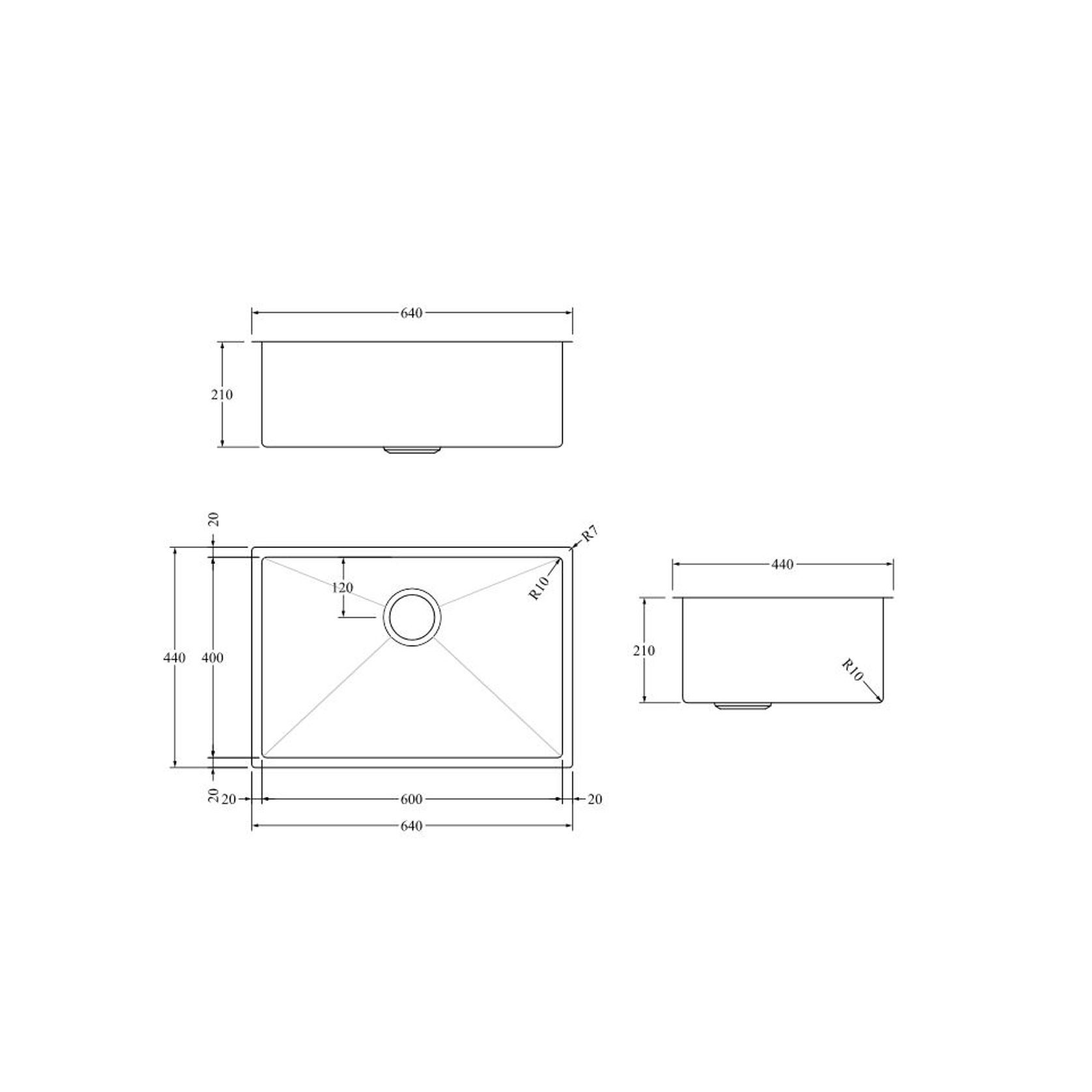 Aspen PVD 600mm Single Kitchen Sink Brushed Stainless gallery detail image