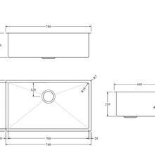 Aspen PVD 700mm Single Kitchen Sink Gun Metal gallery detail image