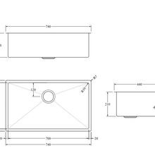 Aspen PVD 700mm Single Kitchen Sink Brushed Stainless gallery detail image