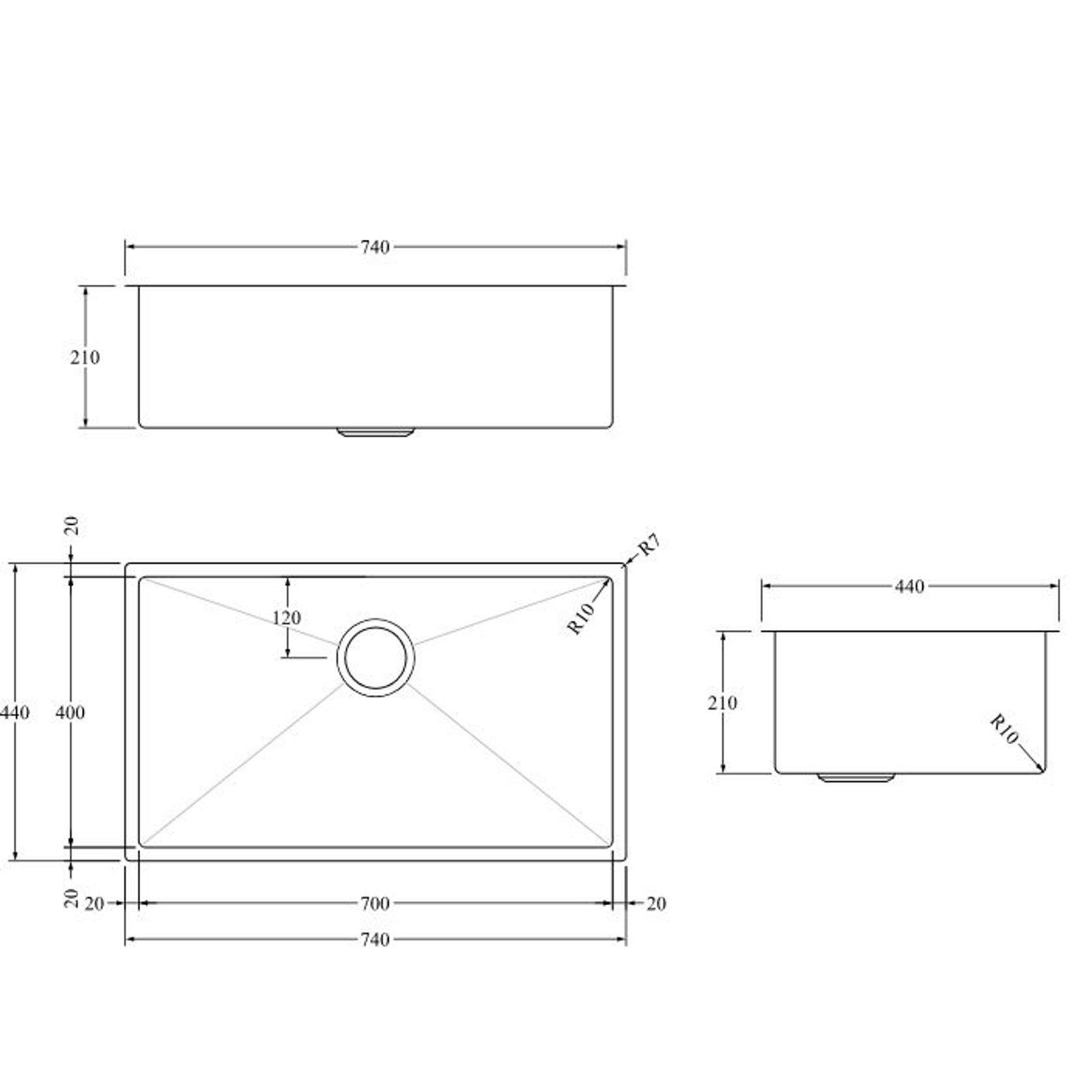 Aspen PVD 700mm Single Kitchen Sink Brushed Stainless gallery detail image
