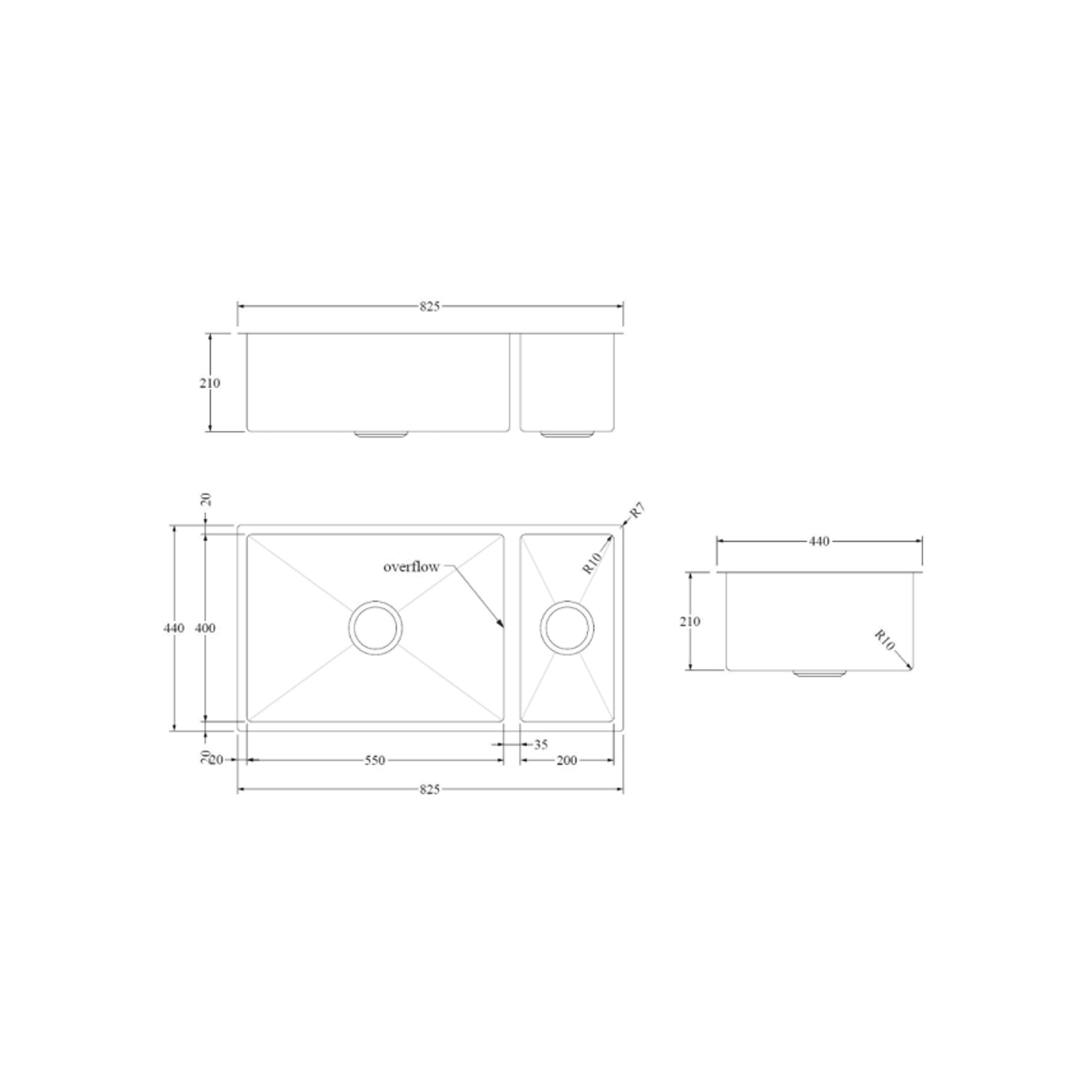 Aspen PVD 550 /200mm Dual Kitchen Sinks gallery detail image