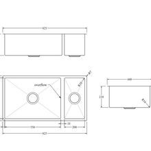 Aspen PVD 550/200mm Dual Kitchen Sink Brushed Stainless gallery detail image