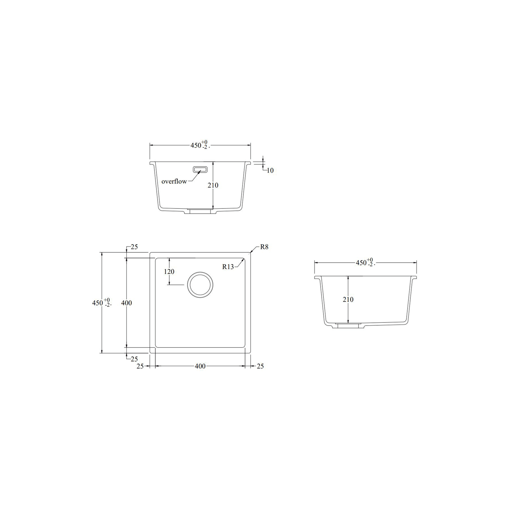 Aura Granite 400mm Single Kitchen Sink Matte Black gallery detail image
