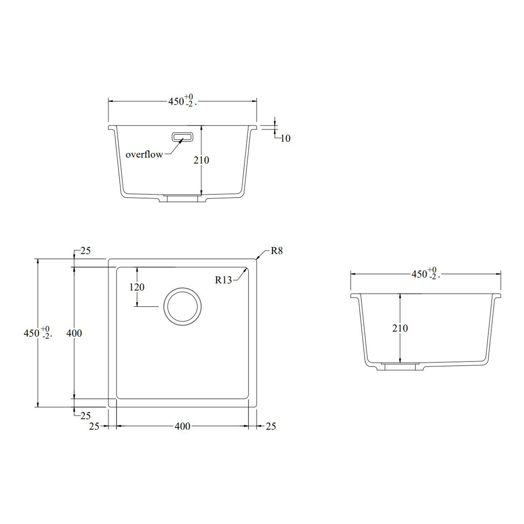 Aura Granite 400mm Single Kitchen Sink Matte Black gallery detail image