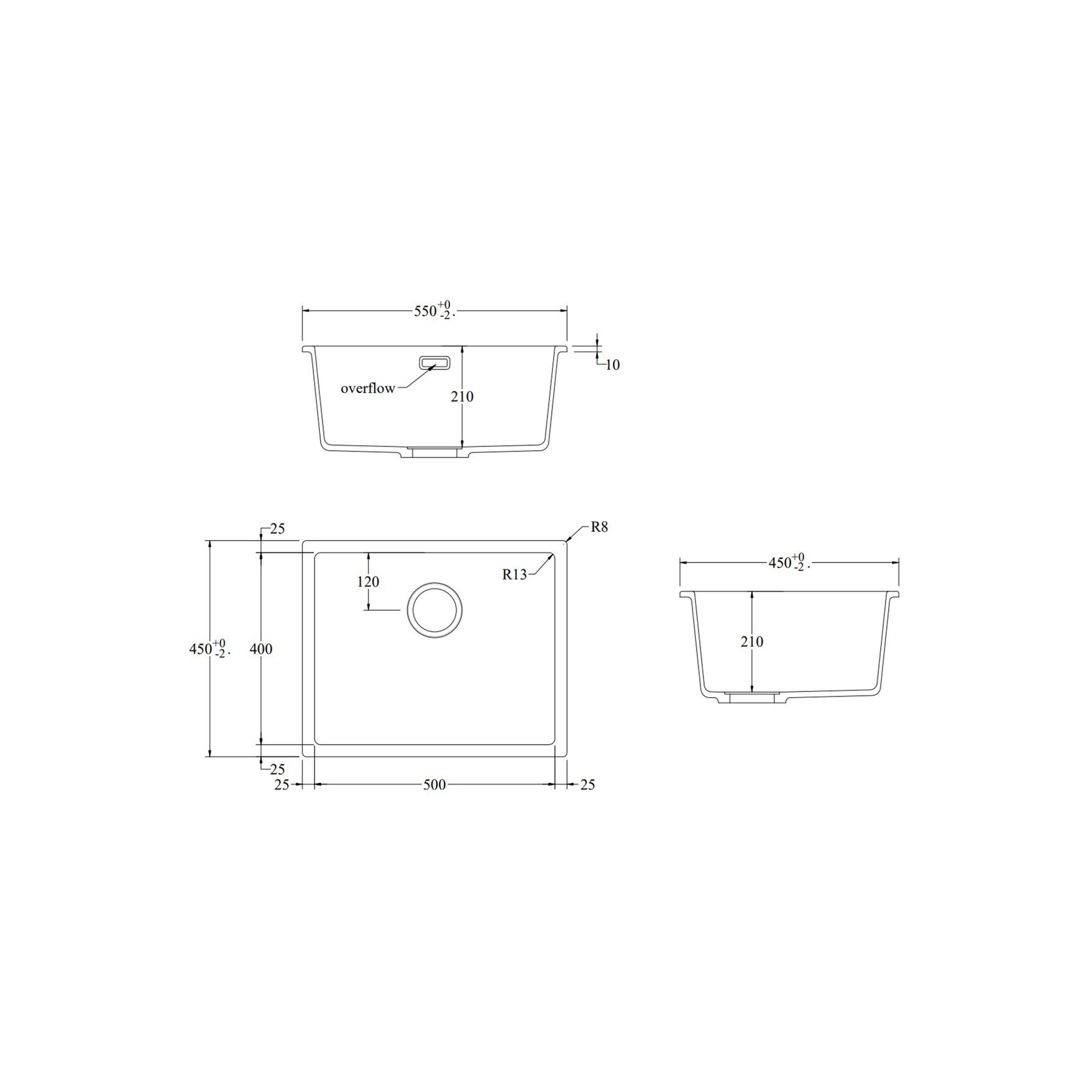 Aura Granite 500mm Single Kitchen Sink Charcoal gallery detail image