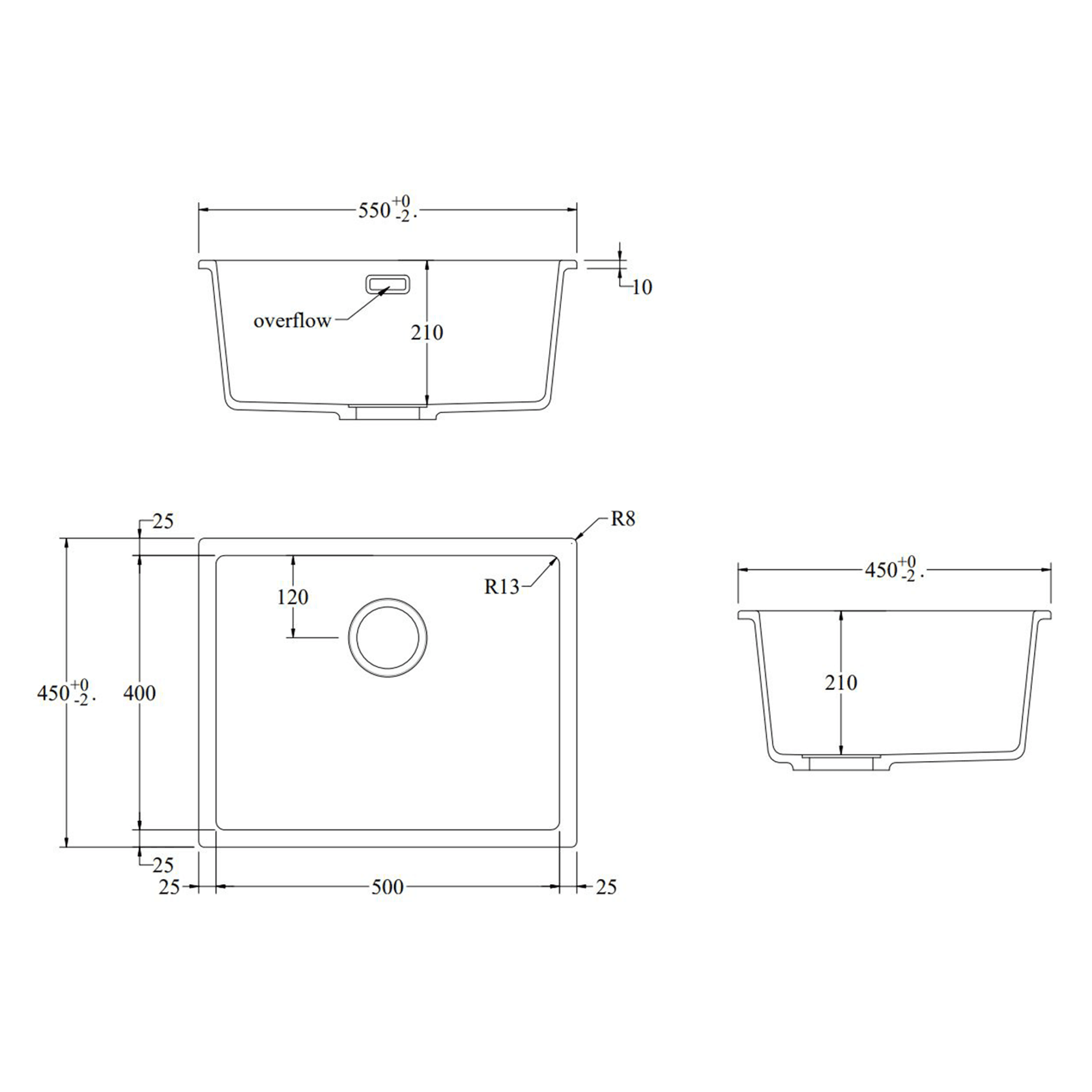 Aura Granite 500mm Single Kitchen Sink Matte White gallery detail image