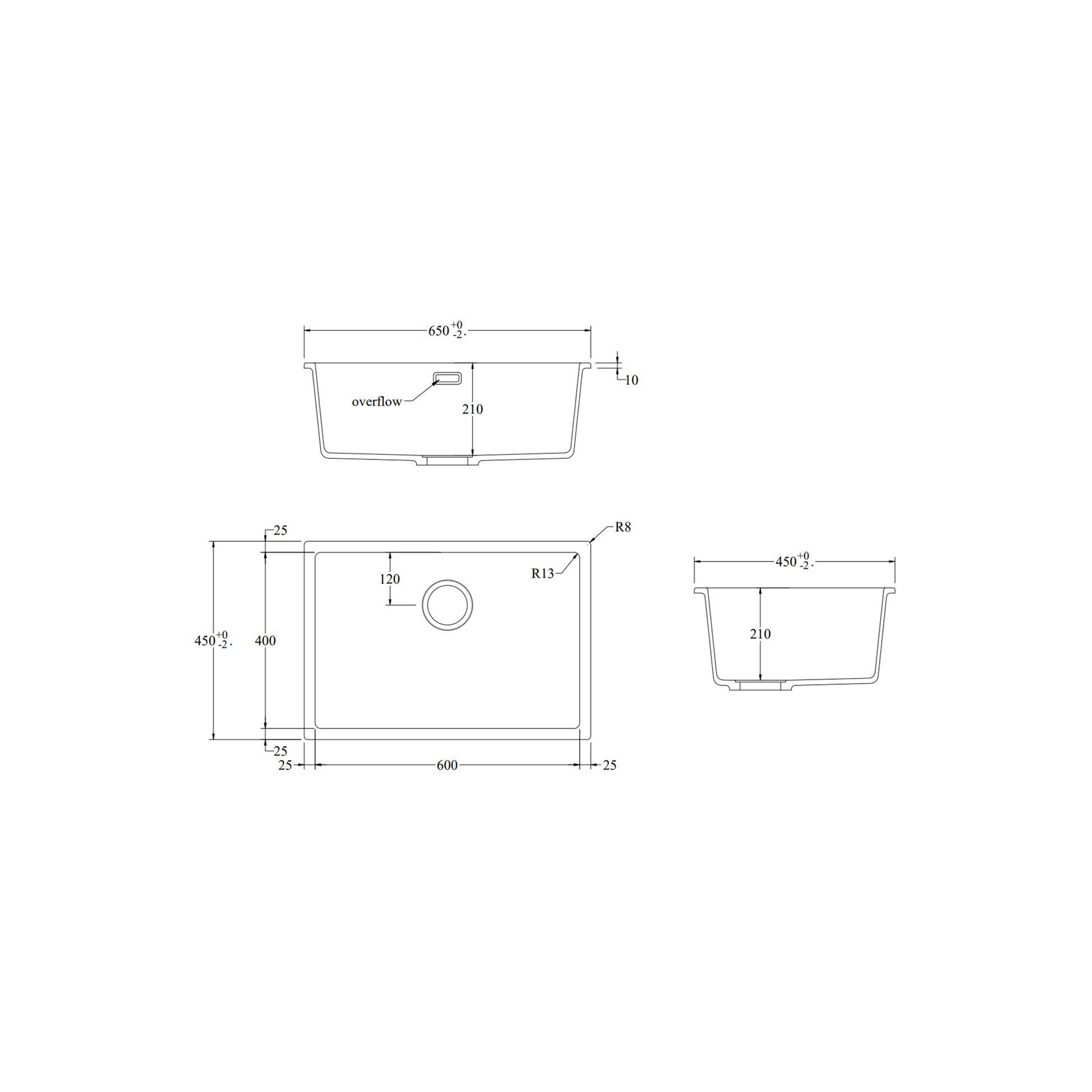 Aura Granite 600mm Single Kitchen Sink Matte White gallery detail image