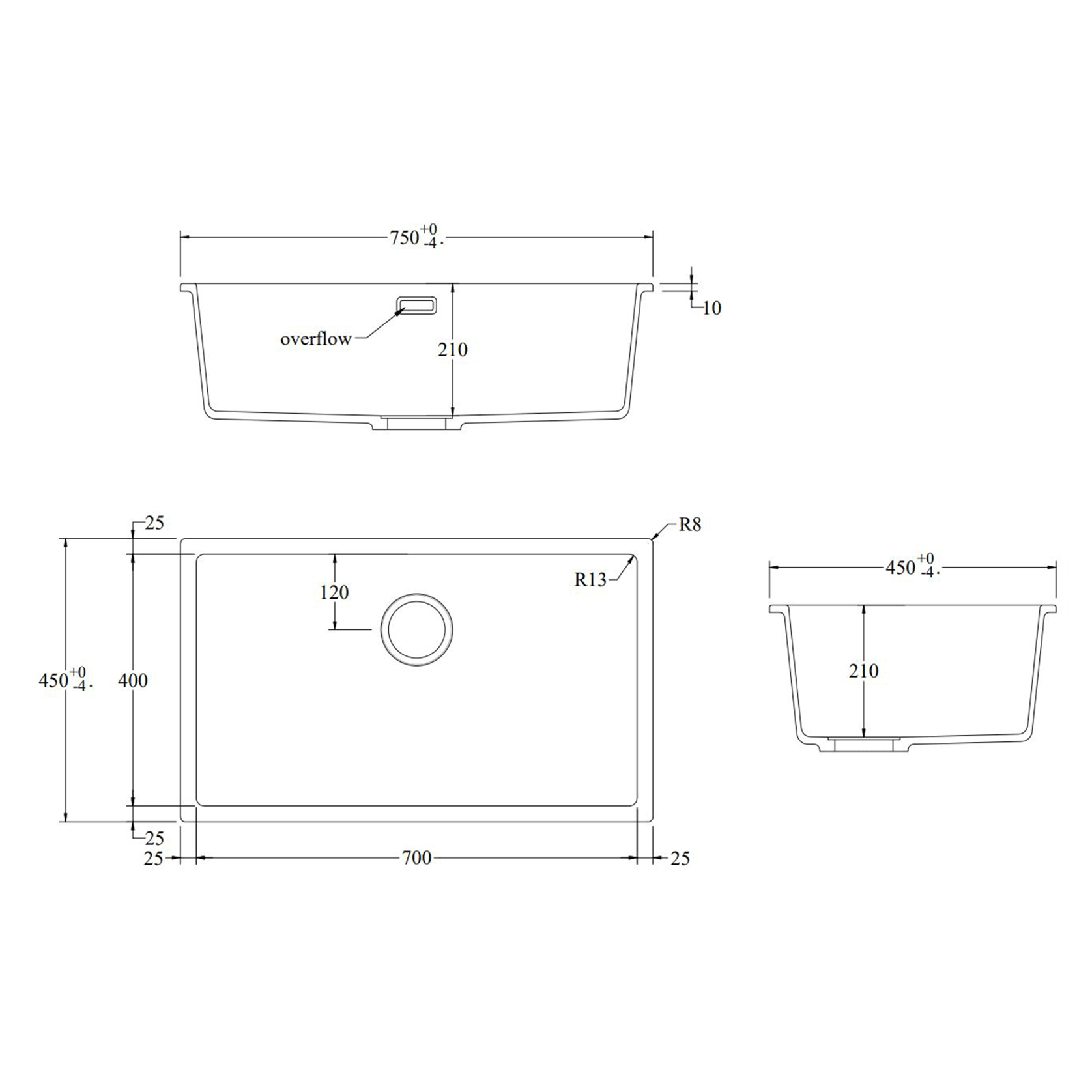 Aura Granite 700mm Single Kitchen Sink Matte Black gallery detail image