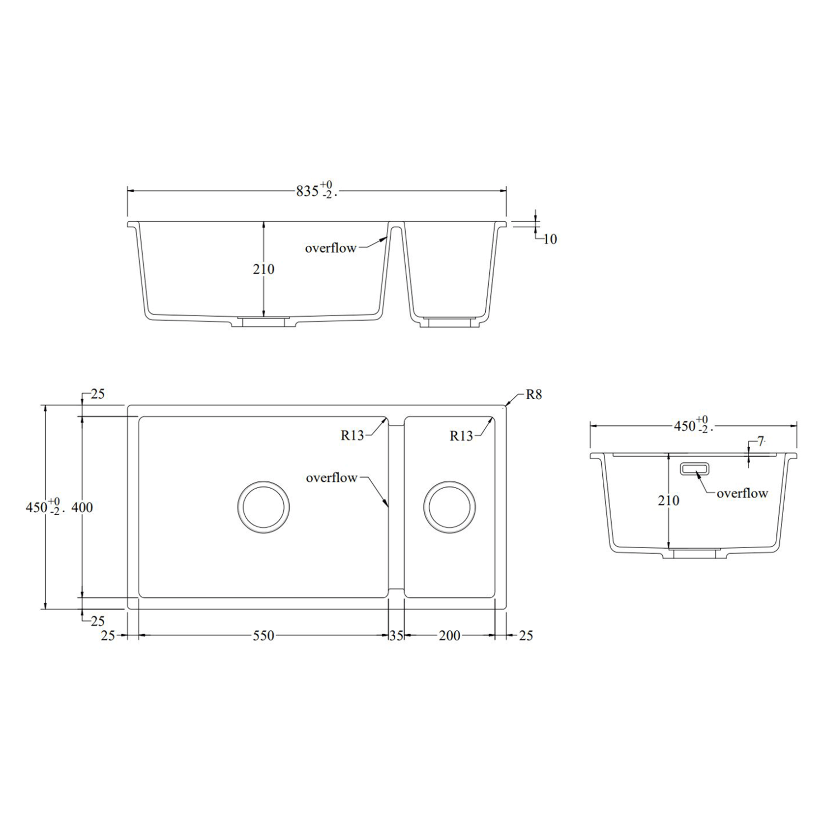 Aura Granite 500/200mm Dual Kitchen Sink Matte Black gallery detail image