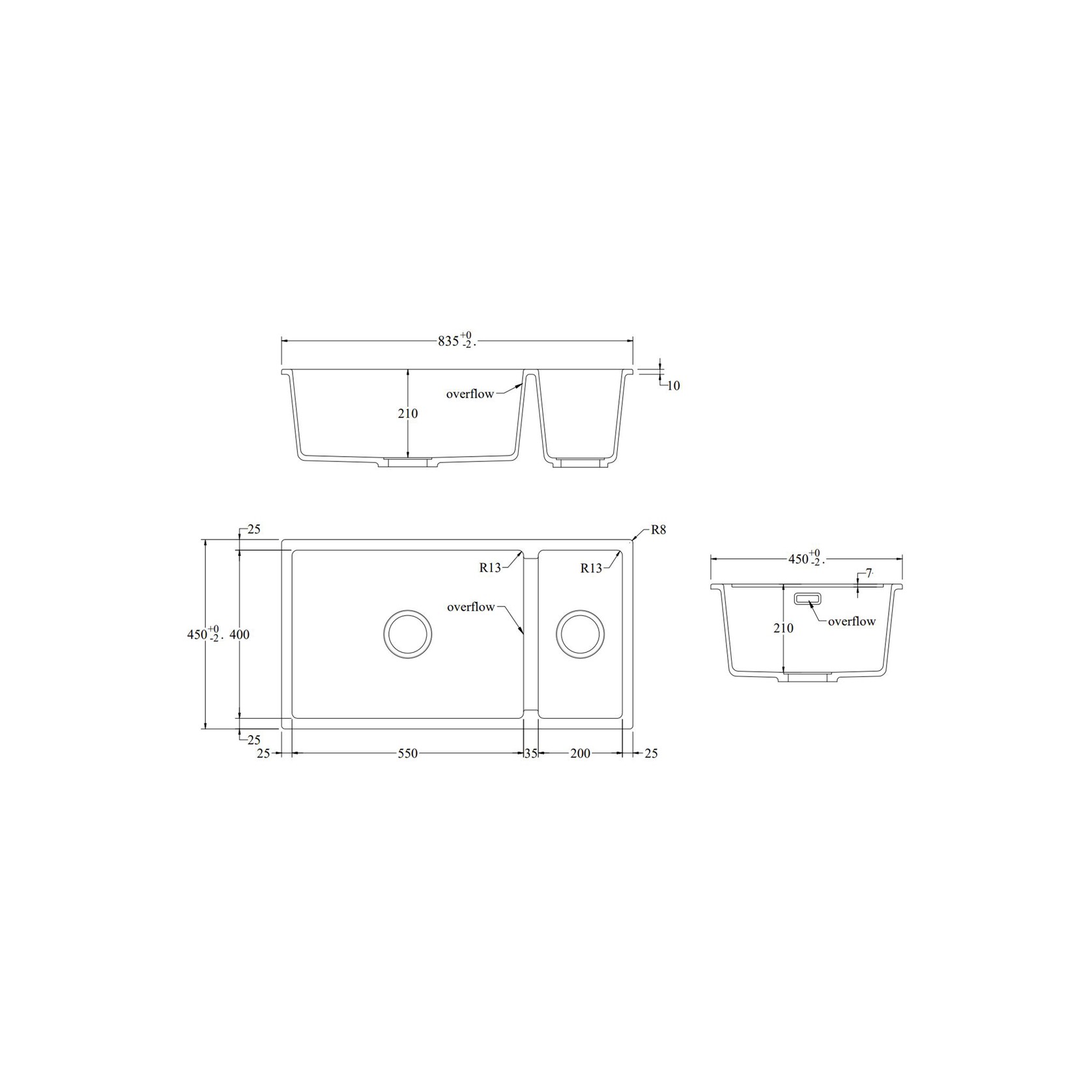 Aura Granite 500/200mm Dual Kitchen Sink Matte White gallery detail image