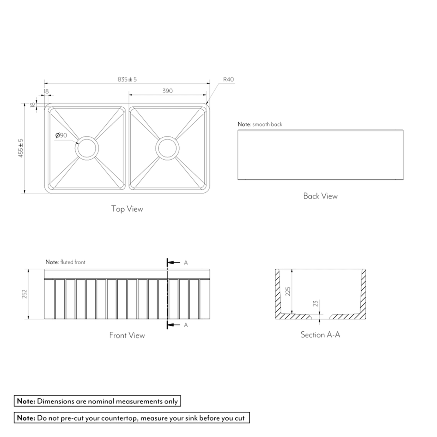 Hartley Double Farmhouse Fireclay Sink gallery detail image