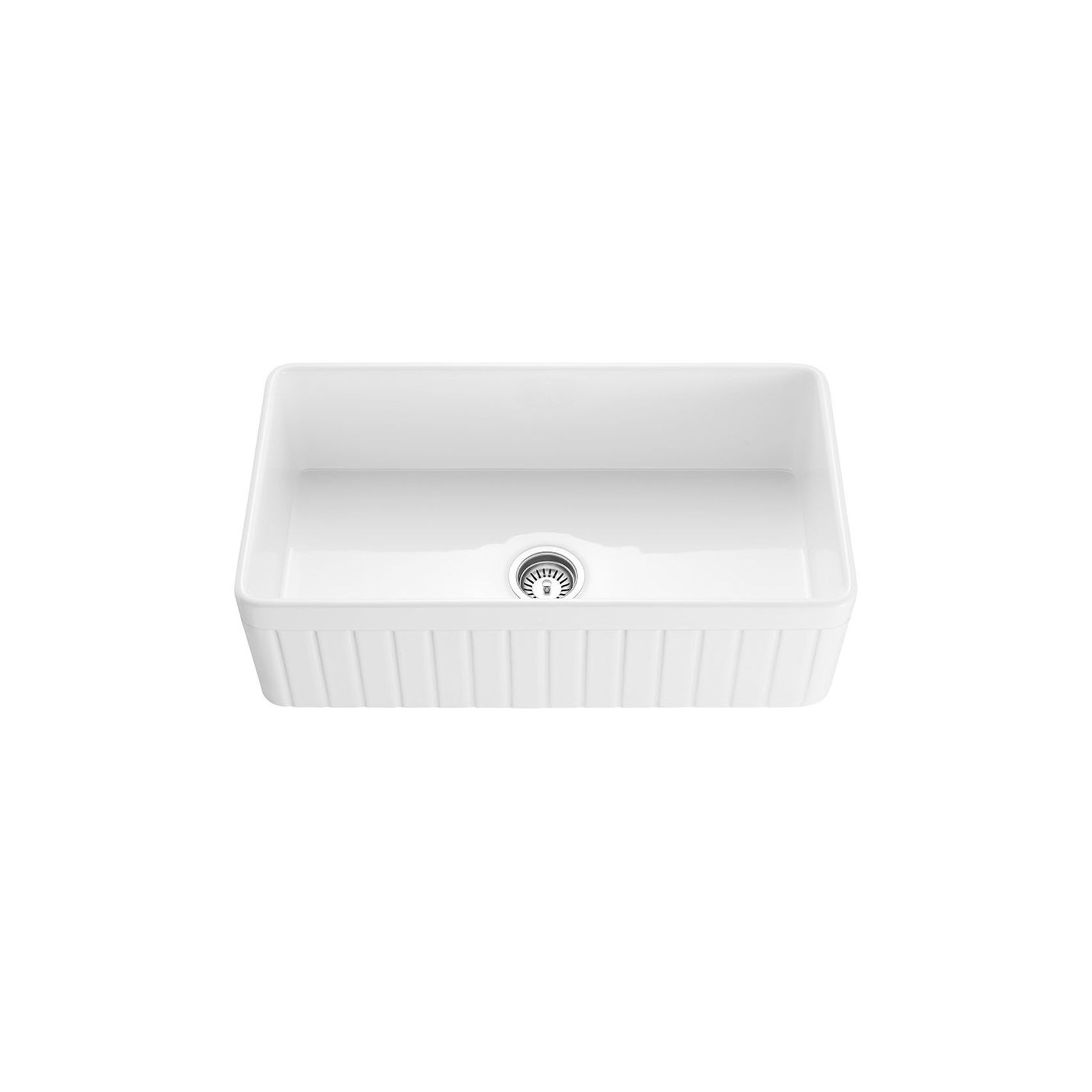 Hartley Single Farmhouse Fireclay Sink | Gloss White gallery detail image