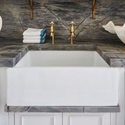 Acquello - White fireclay sink with waste and rack 760 x 460 x 250mm gallery detail image