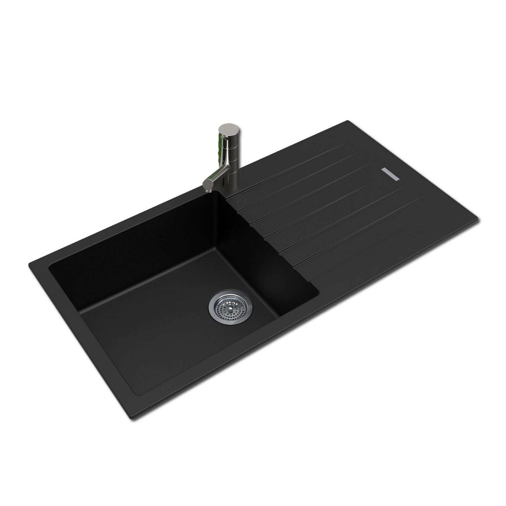 Arete Granite Quartz Single Bowl Sink Black gallery detail image