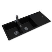 Arete Granite Quartz Double Bowl Sink Black gallery detail image