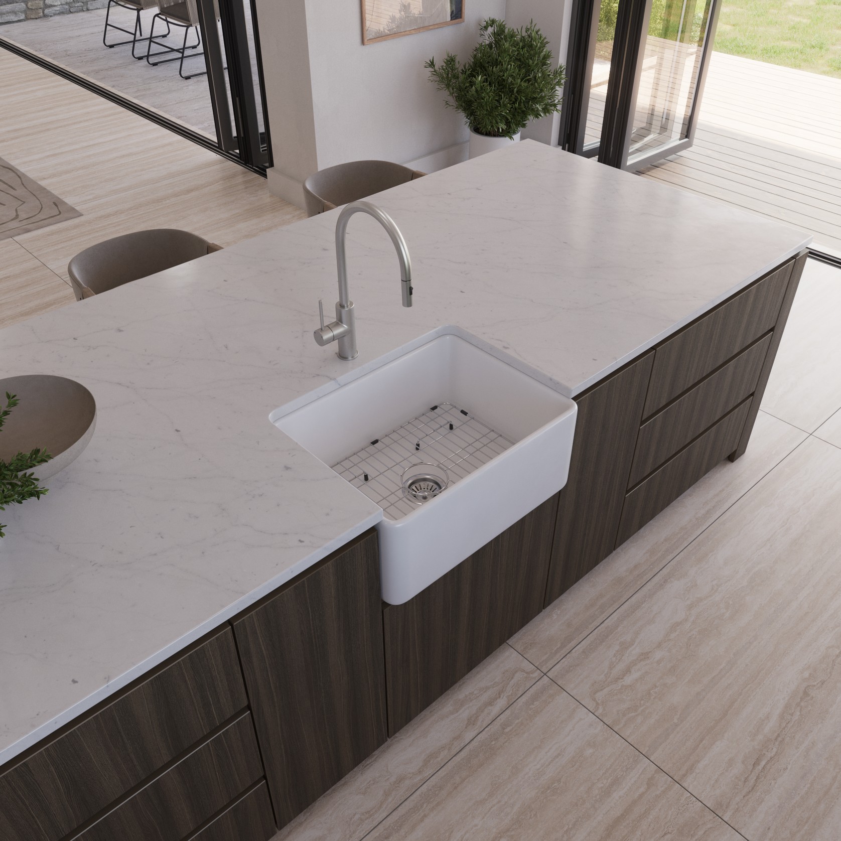 Rose 610x459 Farmhouse Fireclay Single Bowl Sink gallery detail image