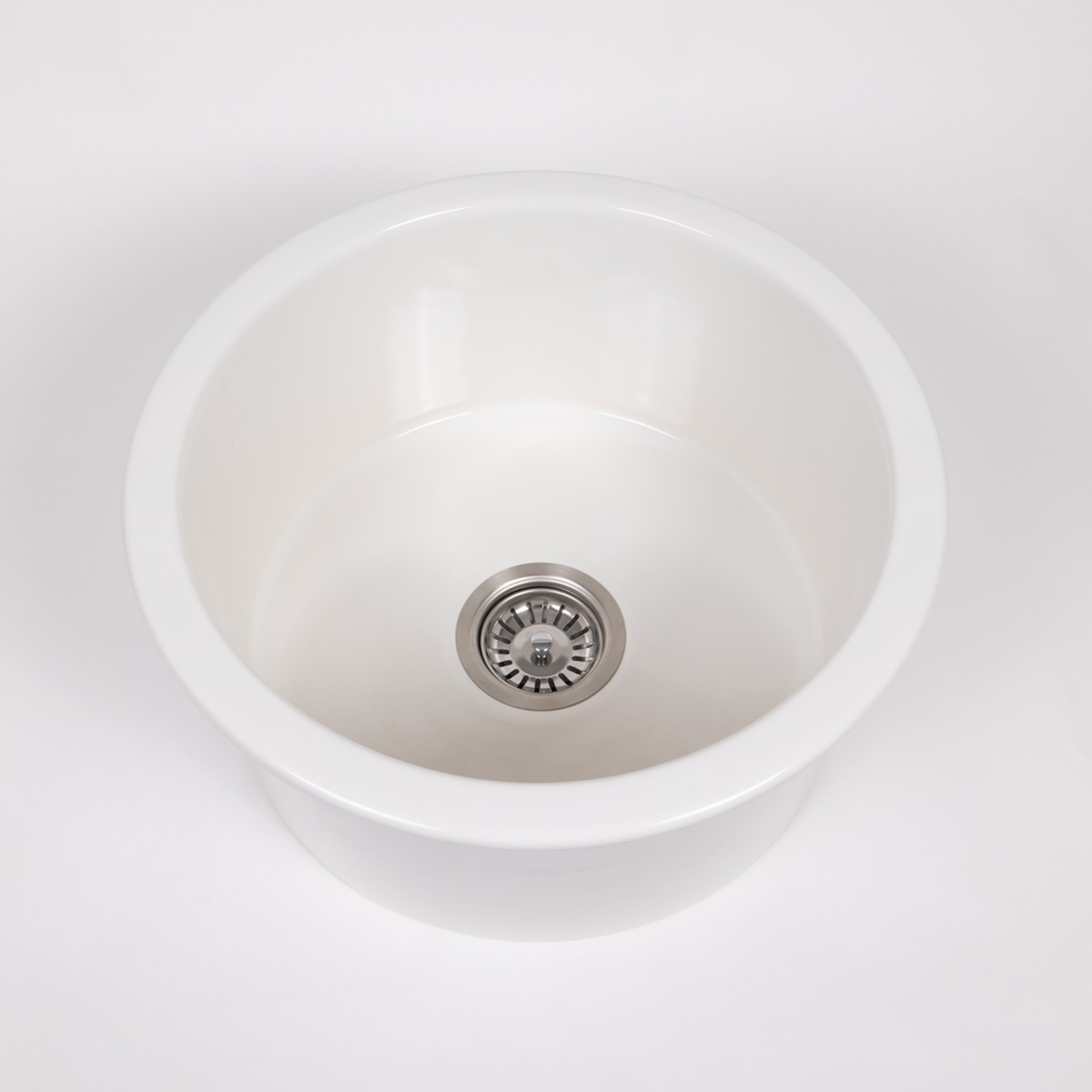 Jocasta 460x460 Gloss White Circle Fireclay Single Bowl gallery detail image