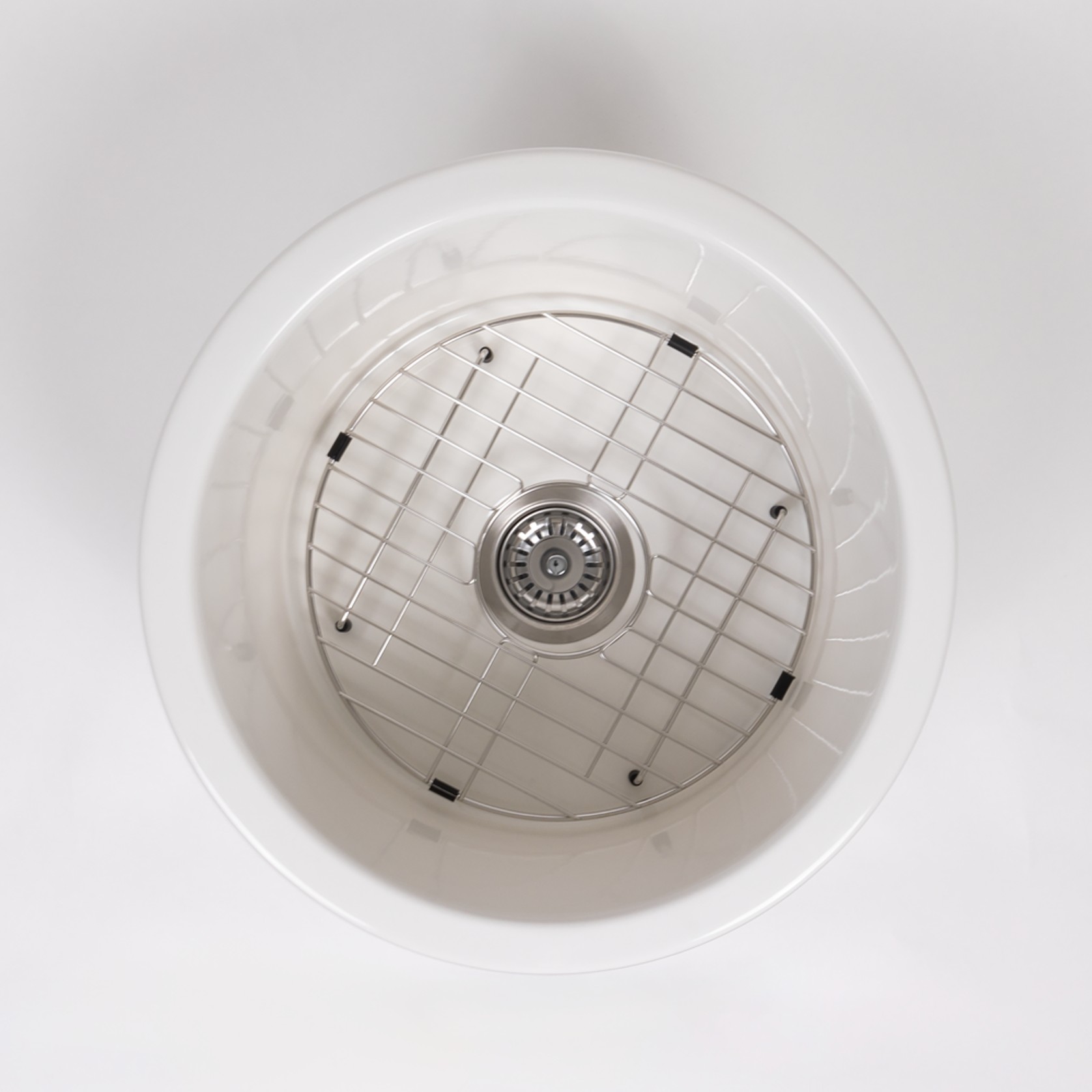 Jocasta 460x460 Gloss White Circle Fireclay Single Bowl gallery detail image