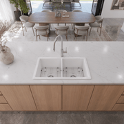 Fleur 813x483 Gloss White Fireclay Double Bowl Sink gallery detail image