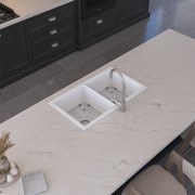 Fleur 813x483 Gloss White Fireclay Double Bowl Sink gallery detail image