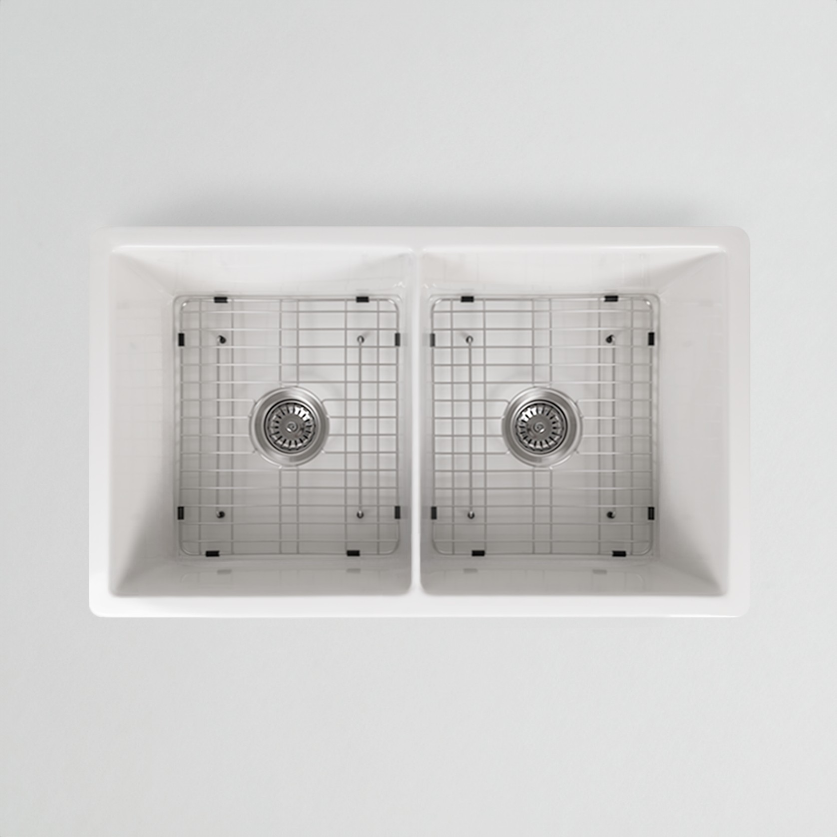 Fleur 813x483 Gloss White Fireclay Double Bowl Sink gallery detail image