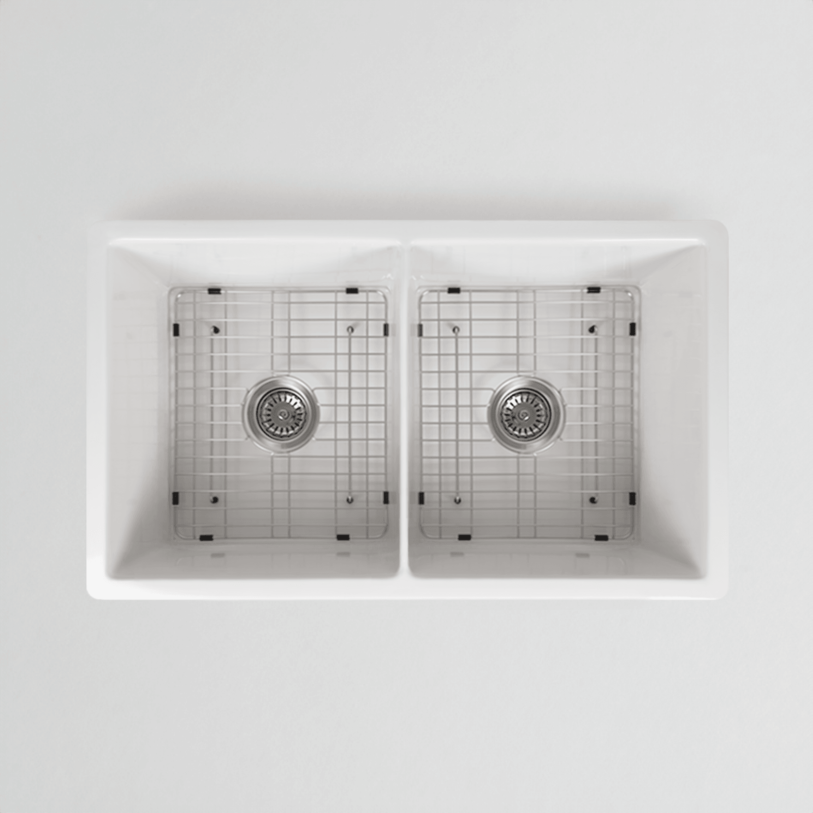 Fleur 813x483 Gloss White Fireclay Double Bowl Sink gallery detail image
